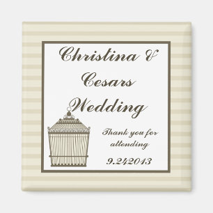 Imán 2"x2" Invitación Maravilla de aves/Rayas Gris