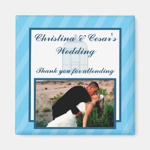 Imán 2"x2" Invitación Maravillaje de imán/Bandas azules