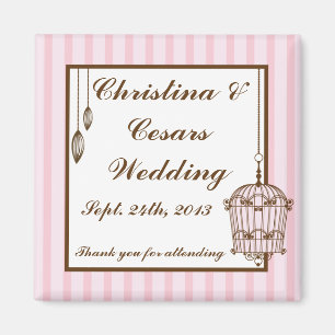 Imán 2"x2" Invitación Rótulo de imán/franjas rosadas