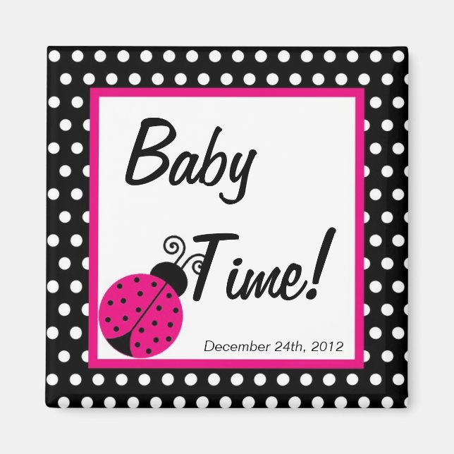 Imán 2"x2" Magnet Favnet Black Spring Time Lady Bug (Frente)