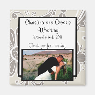 Imán 2"x 2" Invitación Magnet Gray Flourirls Swirls bl