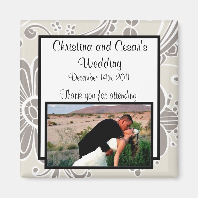 Imán 2"x 2" Invitación Magnet Gray Flourirls Swirls bl (Frente)