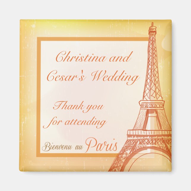 Imán 2"x 2" Invitación Magnet Paris Peach (Frente)