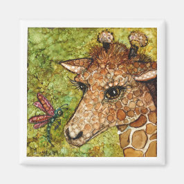 Imán 2 x 2 pulgadas MAGNET BABY GIRAFFE Y DRAGONFLY