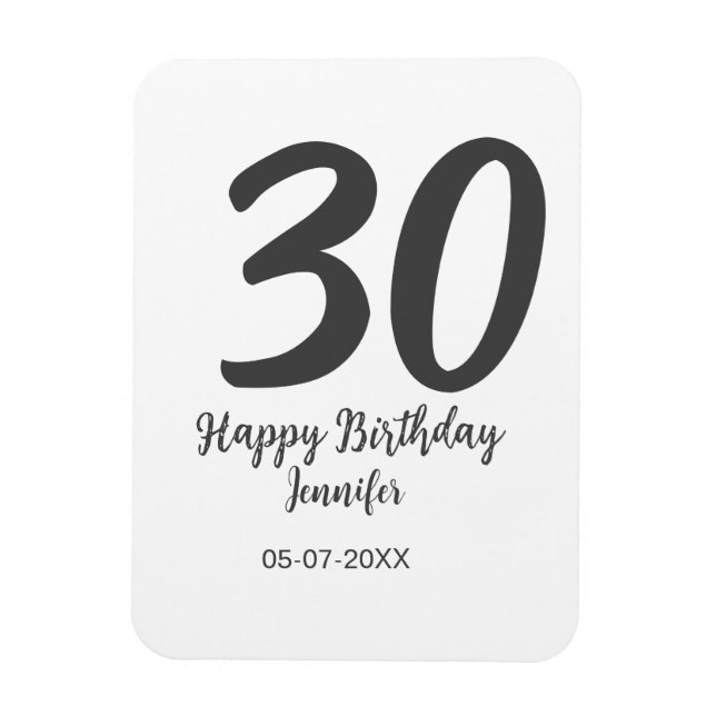 Imán 30.ª fecha de adición de cumpleaños año plantilla  (Vertical)