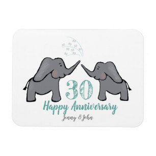 Imán 30.º elefante del aniversario del boda de perlas
