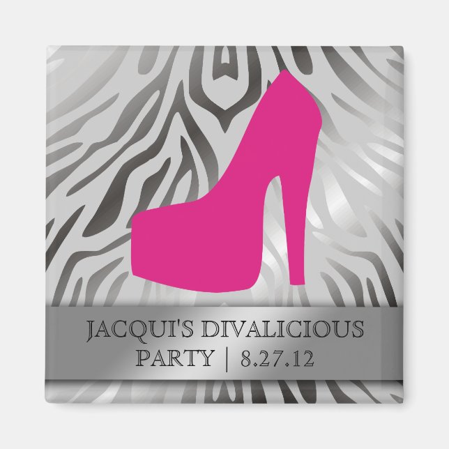 Imán 311-Bomba Silhouette Zebra Hot Pink Heel (Frente)