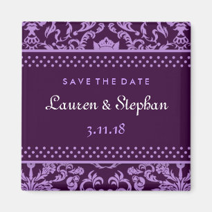 Imán 311-Lauren Damask Save the Date Purple