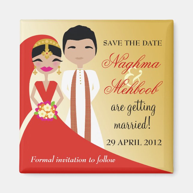 Imán 311 novia de belleza india con novio (Frente)