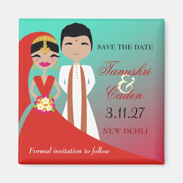 Imán 311- Novia de belleza india con sueño Groom Turq (Frente)