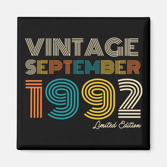 Imán 32 Cumpleaños Vintage Septiembre 1992 Limited Edtn (Frente)