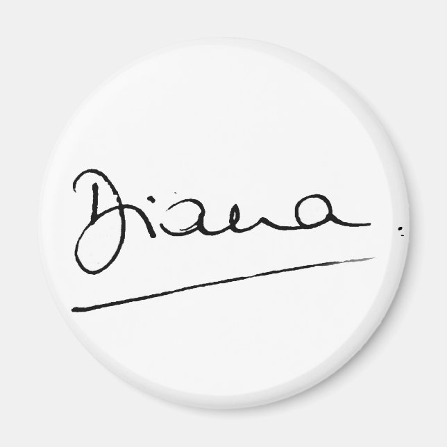 Imán 34 La firma de la princesa Diana. (Frente)