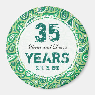 Imán 35to Modelo de Paisley del aniversario de boda del