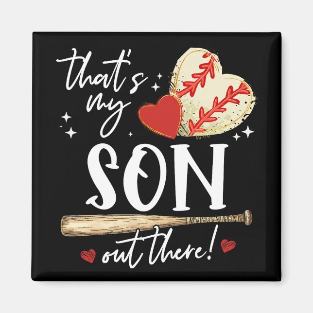 Imán #39;s Mi hijo está ahí fuera, mamá madre de béisbo (Frente)