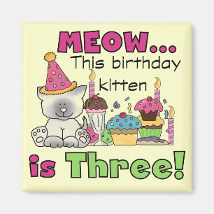 Imán 3.ª camiseta y regalo de cumpleaños para gatitos
