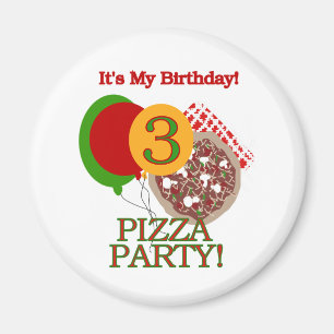 Imán 3.ª Fiesta Pizza Camisetas de cumpleaños y regalos
