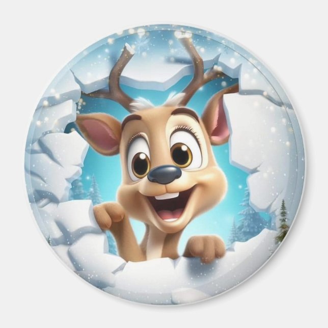 Imán 3.ª Jolly Reindeer (Frente)