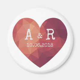 Imán 3.ª pareja de corazón rojo monogramas fecha de bod