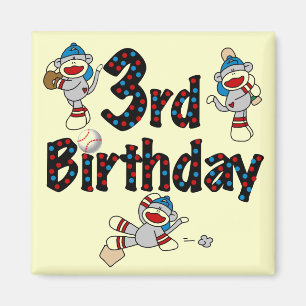 Imán 3.ᵉʳ cumpleaños del Béisbol de los monos Sock