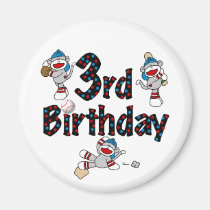 Imán 3.ᵉʳ cumpleaños del Béisbol de los monos Sock