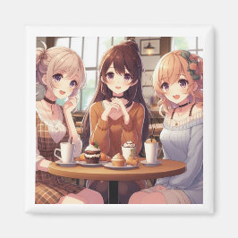 Imán 3 Anime Chicas Cafe Bonding