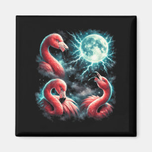 Imán 3 Flamingo Luna Flamingo Aullador Divertido Cabeza