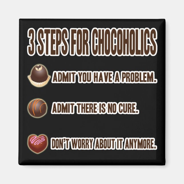 IMÁN 3 PASOS PARA CHOCOHOLICS (Frente)