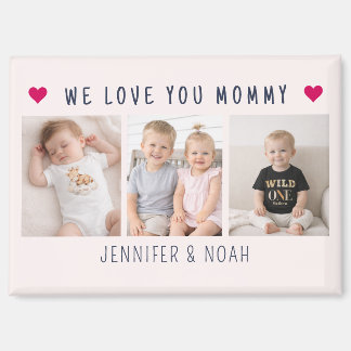 Imán  3 Photo We Love You Mommy Sweet Blush Pink