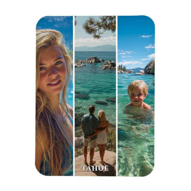 Imán 3 Tiras Verticales Largas Foto Boho (Vertical)