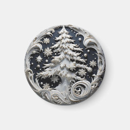 Imán 3D Effect Christmas Tree Round Magnet