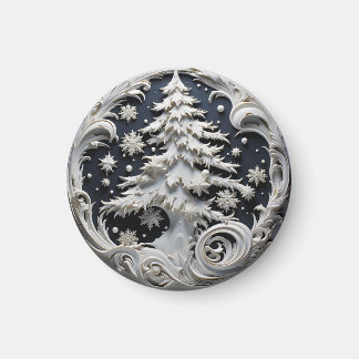 Imán 3D Effect Christmas Tree Round Magnet