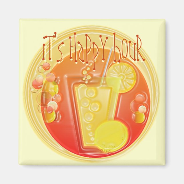 Imán 3D Happy Hour Cocktail (amarillo) (Frente)