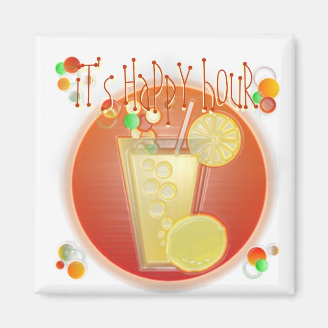 Imán 3D Happy Hour Cocktail (blanco) (Frente)
