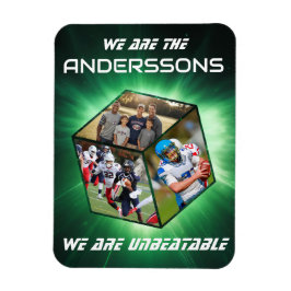 Imán 3D-Würfel-Fotokollage vor strahlendem Licht