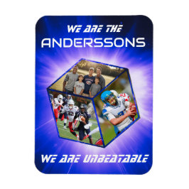 Imán 3D-Würfel-Fotokollage vor strahlendem Licht