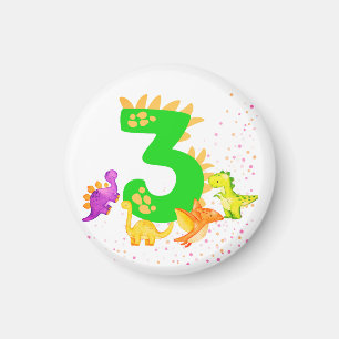 Imán 3rd Birthday. Dinosaur Design. My third birthday.