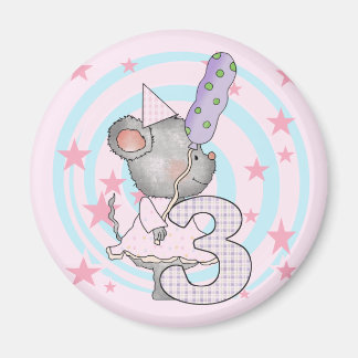 Imán 3ro camisetas y regalos del cumpleaños del ratón