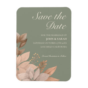 Imán 3X4 Sage Green & Floral Save the Date Magnet