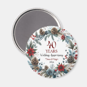 Imán 40.º Aniversario del Boda de Ruby Elegante Inviern