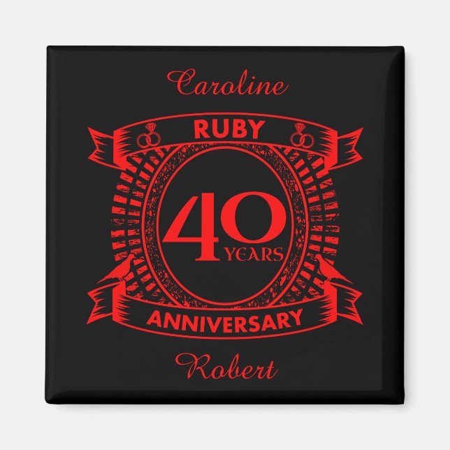 Imán 40.º boda escudo de Ruby (Frente)