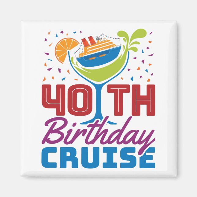 Imán 40.º crucero de cumpleaños (Frente)