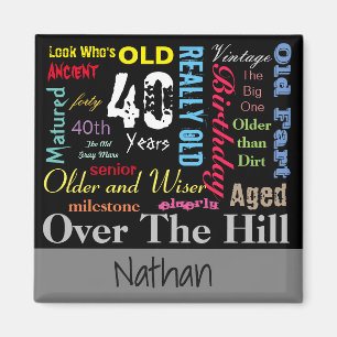 Imán 40.º feliz cumpleaños al estilo del graffiti