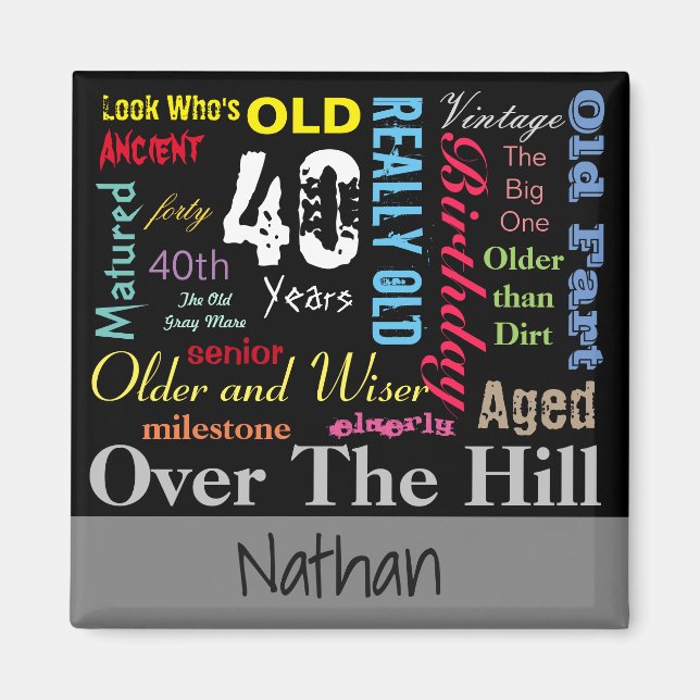 Imán 40.º feliz cumpleaños al estilo del graffiti (Frente)