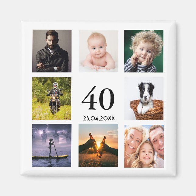 Imán 40.º fotógrafo fiesta de cumpleaños (Frente)