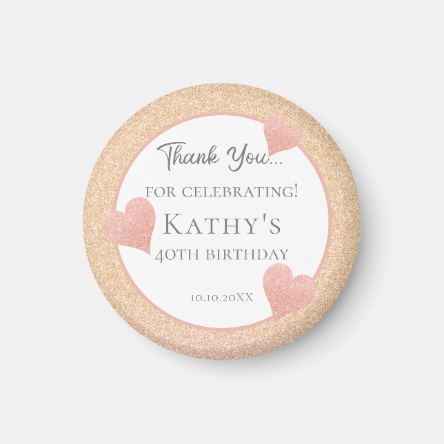 Imán 40.º Naranja del atardecer del Fiesta de cumpleaño (Frente)