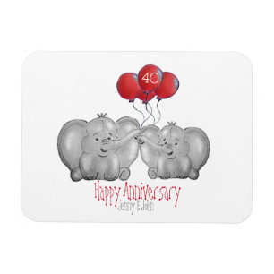Imán 40.º regalo de elefante del aniversario del boda d