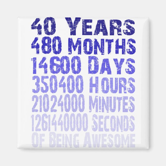 Imán 40 años de cumpleaños increíble desde 40 años (Frente)