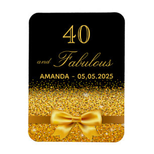 Imán 40 fabuloso cumpleaños negro oro save the date