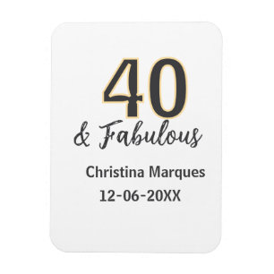 Imán 40 & fabuloso gris amarillo cumpleaños caligrafía
