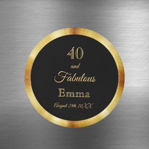 Imán 40 fabuloso nombre en negro y dorado